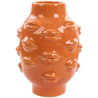 Keramik Lippen Vase, Moderne Bauernhaus Tischdekoration, 16,5 x 12 cm (orange)