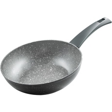 zanetti - Durapietra, Wok Induktion 24 cm, Antihaft-Wok-Pfanne, auch für Induktion geeignet, Durchmesser 24 cm, Farbe grau