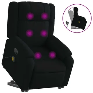Massagesessel mit Aufstehhilfe Schwarz Stoff - Schwarz