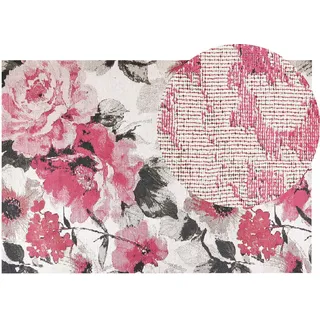 Beliani Kurzflor-Teppich Ejaz 200/140 cm , Pink , Textil , Floral , Rechteckig , 140x200 cm , Teppiche und Böden, Teppiche, Orientteppiche