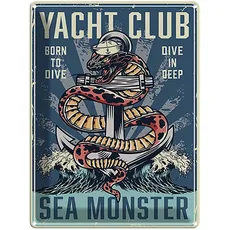 Blechschild 30x40 cm - Yacht club see monster