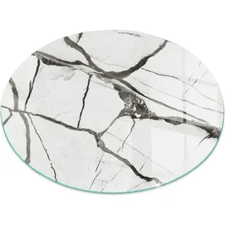Marmor mit Aderung – Glasbodenplatte für – Kaminofen – Kaminplatte Glas – Schutzglas – Funkenschutzplatte –Glasbodenplatte Feuerfeste – Hitzeschutzplatte – Bodenschutz aus Glas – fi 70cm