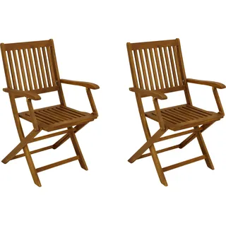 DEGAMO Gartensessel Klappstuhl Gartenstuhl BENITA, Holz Akazie geölt, 2 Stück - Braun