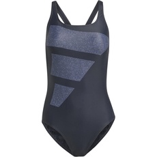Bild von Damen Swimsuit Big Bars Suit, Black/Silver Violet/White, HR4381, 30