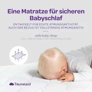 Träumeland Matratze Quax Schaukelwiege De Luxe Brise Light mit Belüftungskanälen und einzigartigem 3D-Luftpolster 72 x 42 cm abgerundete Ecken