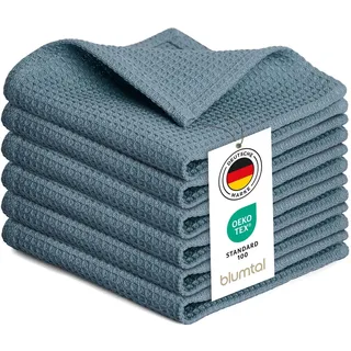 Blumtal® Geschirrtücher 30x30 cm im 6er Set - Geschirrtücher Baumwolle 100% - Küchentücher bei 60 °C waschbar - Küchentuch - Putzlappen Baumwolle - Spüllappen waschbar - Abtrockentücher Küche in blau