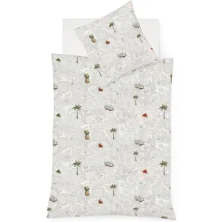 Wendebettwäsche FLEURESSE "Bed Art S 4352", beige (pastell), B/L: 155cm x 200cm, 1 Stk., 1 Stk., Mako-Satin, B/L: 80cm x 80cm, 2 Stk., Mako-Satin, Obermaterial: 100% Baumwolle, Bettwäsche, Wendebettwäsche