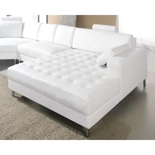 Moderne Wohnlandschaft mit Chesterfield Knöpfen Ledersofa Sofa Couch Polster - Weiß
