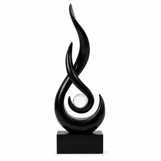 AWNR Abstrakte Schwarze Skulptur: Flammenskulptur mit Glaskugel, abstrakte Kunstfigur aus Kunstharz, einzigartiges Herzstück für die Moderne Wohnkultur