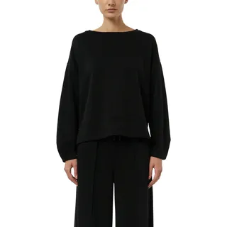 Sweater COMMA, Damen, Gr. 44, schwarz, Sweatware, Obermaterial: 49% Polyester, 45% Viskose, 6% Elasthan, unifarben, lässig geschnitten hüftbedeckend, Rundhals, abgesteppte Kante, Sweatshirts Sweater, unifarben, mit Viskose und Stretch