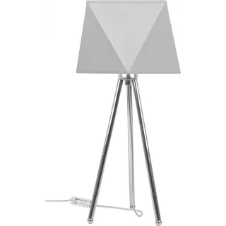 Light-Home Lampenschirm Tischlampe Modern - Elegante Nachttischlampe für Schlafzimmer Wohnzimmer - Tischleuchte E27 - 46x22,5 cm - Chrom und Hellgrau Diamant - Silber, Hellgrau