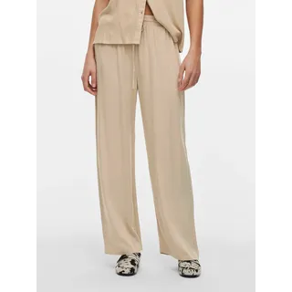 VILA Schlupfhose "VIPRICIL RW PANT - NOOS", Damen, Gr. 42, N-Gr, grau (feather gray), Web, Obermaterial: 90% Viskose, 10% Leinen, unifarben, knöchelfrei, Hosen Schlupfhose, Sommerhose