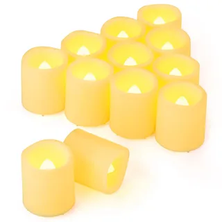 Yakpo 12 Stück 3,8 cm flammenlose, flackernde, batteriebetriebene LED-Teelichtkerzen, elektrisch flackernde gefälschte Votivkerzen, Großpackung für Hochzeit, Halloween, Urlaub, Heimdekorationen