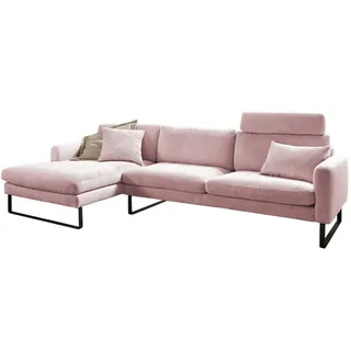 KAWOLA Sofa RICARDA Ecksofa Cord rosa Recamiere links