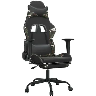 vidaXL Gamingstuhl mit Massage Fußstütze Schwarz Tarnfarben Kunstleder - Orange