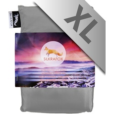 Silkrafox XL - extragroßer, ultraleichter Schlafsack, Hüttenschlafsack, Inlett, Sommerschlafsack, Kunst- Seidenschlafsack, grau