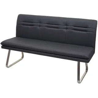 MCW Sitzbank MCW-H70, Esszimmerbank Bank Polsterbank, Rückenlehne Stoff/Textil Edelstahl gebürstet ~ grau 160cm