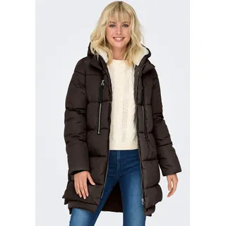 Steppmantel ONLY "ONLNEWNORA LONG PUFFER COAT LIFE CC OTW", Damen, Gr. M, chocolate torte, Steppware, Obermaterial: 100% Polyester, unifarben, regular fit taillenbedeckt, Mäntel Steppmantel