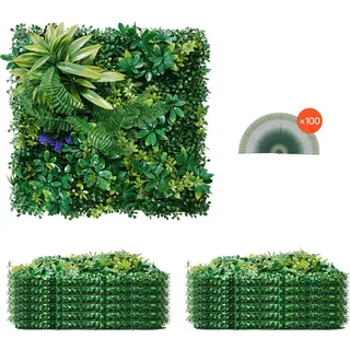 Vevor Künstliche Hecke, 12 Stück, 500x500x50 mm, 3D-Kombination, Künstliche Pflanzenwand, grüne Dekoration & Efeu-Zaunbedeckung, Sichtschutz-Hintergrundwand, Heckenschutz für den Garten