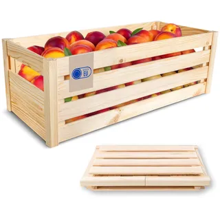 Creative Deco Faltbare Holzkiste Klappkiste mit Schlitzen | 69 x 29,5 x 23,5 cm | Einfache Montage ohne Werkzeug | Aufbewahrungsbox Obstkiste Gemüse | Holzbox, Geschenkbox, Spielzeugkiste, Klappbox