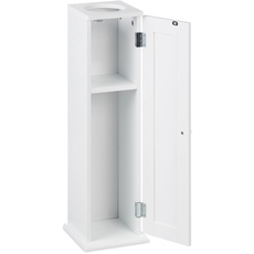 Bild Toilettenschrank mit 2 Ablagen & Loch für Feuchttücher, HBT 65x19,5x19,5 cm, Tür, schmales Badregal, MDF, weiß