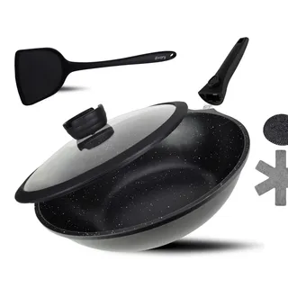 DIVORY Wok Pfanne 30 cm mit Deckel