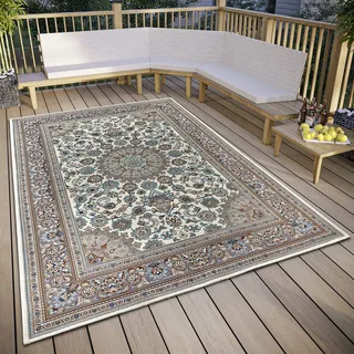 HANSE HOME Kadi In- Outdoor Teppich Orientalisch – Orient Flachgewebe, Orientalisches Design Klassisch, ÖKO-TEX Wetterfest & UV-beständig für Balkon, Garten – Creme Beige,