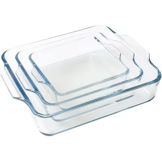 pantrytine Casserole Dish Set of 3 Sizes -Mini Glas Backblech - Tiramisu Form - Auflaufform Glas - Backform with Handhaben - Glass Baking Tray - Microwavable,Oven and Dishwasher