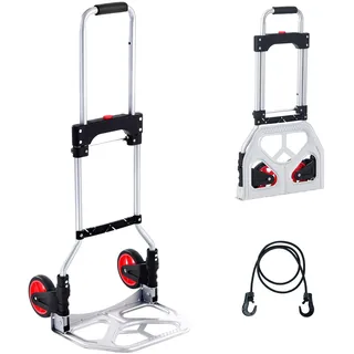 Vevor Sackkarre Klappbar 80kg Transportkarre aus Aluminiumlegierung und Kunststoff Stapelkarre mit verstellbarem Griff 715-930mm Faltbarer Trolley inkl. Bindeseil kompakte Größe zum Verstauen