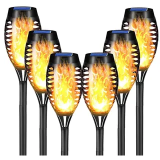 lqwell Solarleuchte gelb 6 Stück LED mit realistischer Flammeneffekt