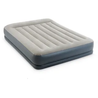 INTEX DuraBeam Mid-Rise Luftbett für 2 Personen mit Kopfkissen (152x203x30 cm) max. 272 KG– mit integrierter Elektropumpe – Gästebett aufblasbares Bett Camping Matratze mit Fiber-Tech (64118ND)