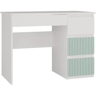 Moderner Kinderschreibtisch Mijas Arteso Rechts Farbe Weiss Mintgrün 4 Schubladen - Grün