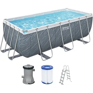 BESTWAY Power Steel Frame Pool Set 412 x 201 x 122 cm inkl. Filterpumpe und Poolleiter