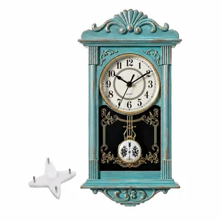 clockswise Vintage Großvater 0,00 cm Pendeluhr blau/gold