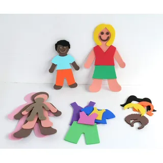 Kiddicraft Set aus buntem Schaumstoff, 60 Bonsmänner + 72 Haare + 105 Kleidung (3 Größen), mehrfarbig, Einheitsgröße