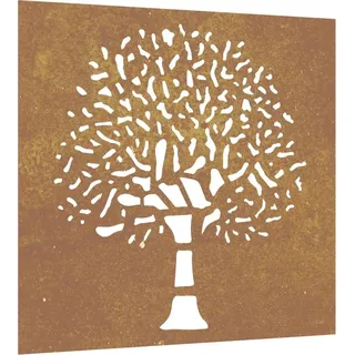 vidaXL Garten-Wanddeko 55x55 cm Cortenstahl Baum-Design - Braun
