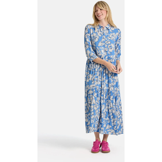 Sommerkleid LIEBLINGSSTÜCK "RorabethL", Damen, Gr. 48, N-Gr, air blau, Web, Obermaterial: 100% Viskose, geblümt, gemustert, lang, angesetztes Bündchen, Kleider Sommerkleid, mit Hemblusenkragen, 3/4-Ärmel