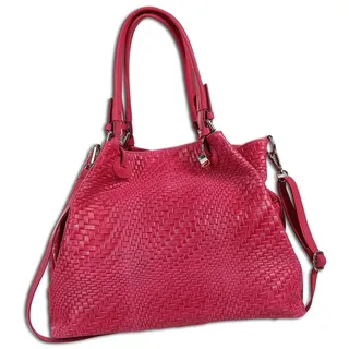 Florence Damen Tasche Handtasche Umhängetasche Leder fuchsia pink Maße 16x31x28cm OTF163P - Fuchsia