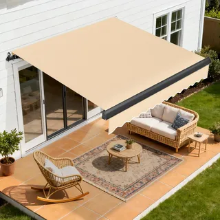 Izrielar Markise Elektrisch mit Fernbedienung Automatisch Einziehbar Rahmen anthrazi Polyester Beige 2,5x2m - Beige