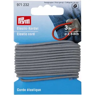 Prym 971232 Elastic-Kordel, 2,5 mm, 3 m, grau