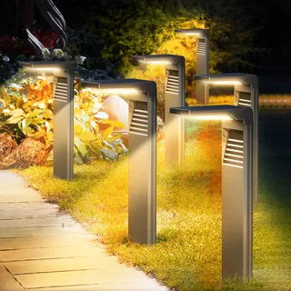 Boadw LED Solarlampen für Außen Solarleuchten mit 2 Modi Hell, Warmweiß Solar Wegbeleuchtung IP64 Wasserdicht für Außen, Hinterhöfe, Gärten, Rasen Beleuchtung 6 Stück