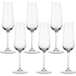 LEONARDO Tivoli Sektgläser 6er Set, Sekt-Kelch mit gezogenem Stiel, spülmaschinenfeste Prosecco-Gläser, Höhe 23 cm, 210 ml,