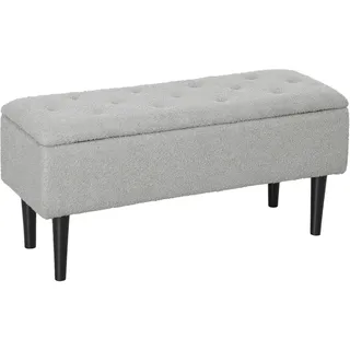 Homcom Truhenbank Samt, Grau , Kunststoff , 38x45x95 cm , Esszimmer, Bänke, Sitzbänke