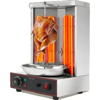 Kebab-Maschine, 3000W Leistung, einstellbare Temperatur 50-300°C, 2 Heizröhren aus Edelstahl