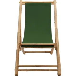 vidaXL Liegestuhl Bambus und Canvas Grün - Grün