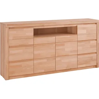 Home Affaire Kommode HOME AFFAIRE "Silkeborg", beige (kernbuche teilmassiv), Holzwerkstoff Kernbuchefarben (Korpus)/ Massivholz Kernbuche (Front), Holz teilmassiv, Sideboards, Kommode, Breite 170 cm