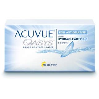 Acuvue OASYS for Astigmatism Kontaktlinsen – 2-Wochen-Linsen für Tag und Nacht mit dpt, Cyl -1,25, Ach 90 und BC 8.6 – UV Schutz, Austrocknungsschutz und Komfortables Tragegefühl – 6 Linsen