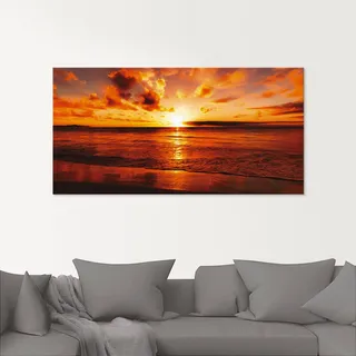 Artland Glasbild »Schöner Sonnenuntergang Strand«, Gewässer, (1 St.), in verschiedenen Größen, orange