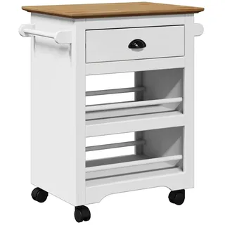 vidaXL Küchenwagen BODO Weiß und Braun 67,5x45x80 cm