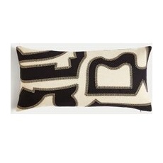 M&S Collection Cotton Embroidered Bolster Cushion with Linen - Black Mix, Black Mix - One Size